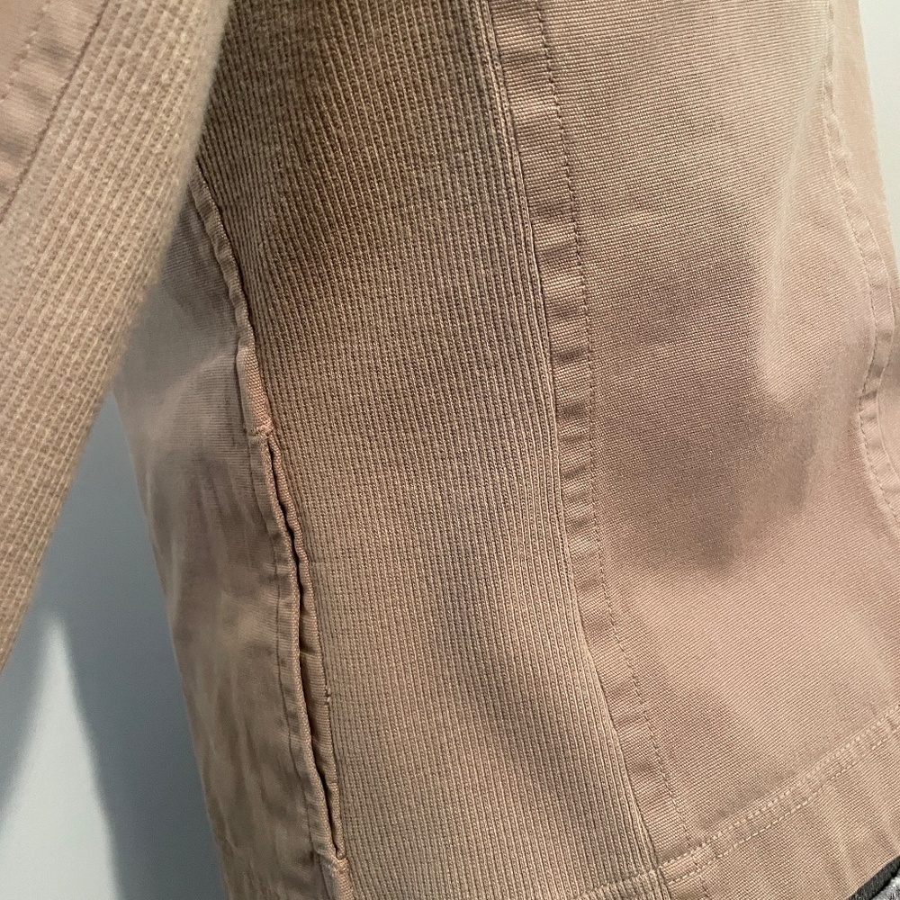 James Perse jacket long sleeve moto jacket cotton blend tan khaki womens small - Picture 3 of 7